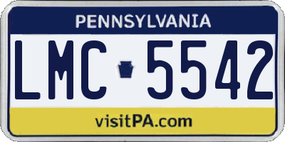 PA license plate LMC5542