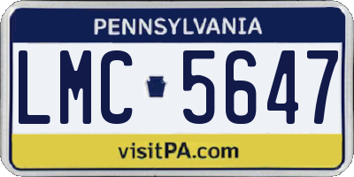 PA license plate LMC5647