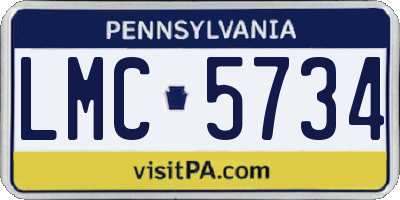 PA license plate LMC5734