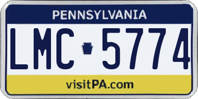 PA license plate LMC5774