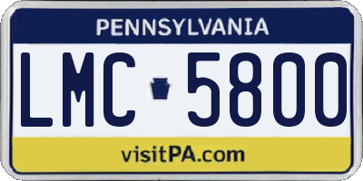 PA license plate LMC5800