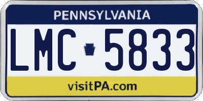 PA license plate LMC5833