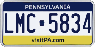 PA license plate LMC5834