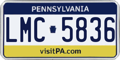 PA license plate LMC5836