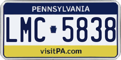 PA license plate LMC5838