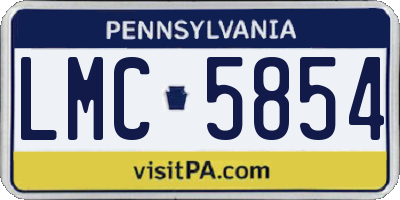 PA license plate LMC5854