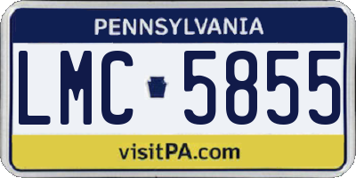 PA license plate LMC5855