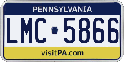 PA license plate LMC5866