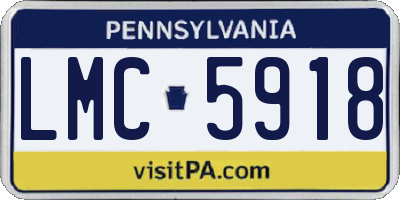 PA license plate LMC5918