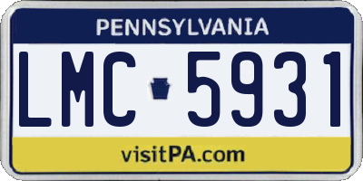PA license plate LMC5931
