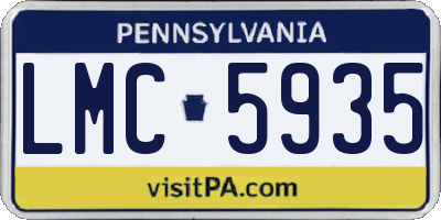 PA license plate LMC5935