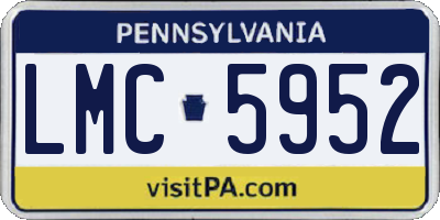 PA license plate LMC5952
