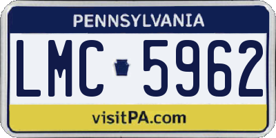 PA license plate LMC5962