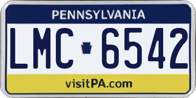PA license plate LMC6542