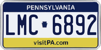 PA license plate LMC6892