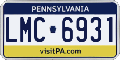 PA license plate LMC6931