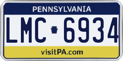 PA license plate LMC6934