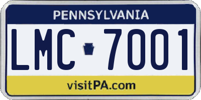 PA license plate LMC7001