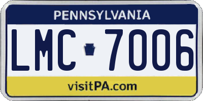 PA license plate LMC7006
