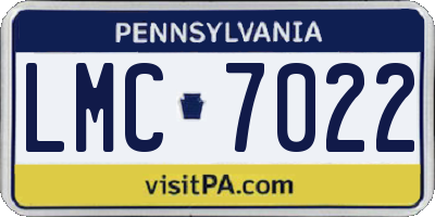 PA license plate LMC7022