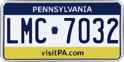 PA license plate LMC7032