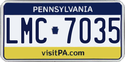 PA license plate LMC7035