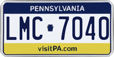 PA license plate LMC7040