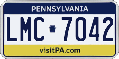 PA license plate LMC7042