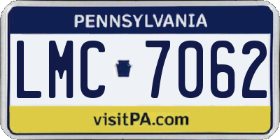 PA license plate LMC7062