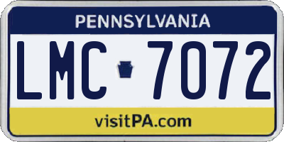 PA license plate LMC7072
