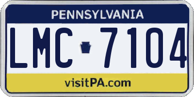 PA license plate LMC7104