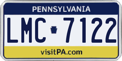 PA license plate LMC7122