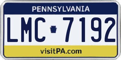 PA license plate LMC7192