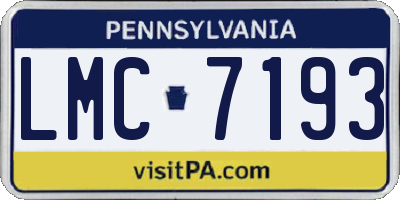 PA license plate LMC7193