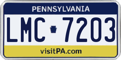 PA license plate LMC7203