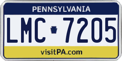 PA license plate LMC7205