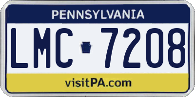 PA license plate LMC7208