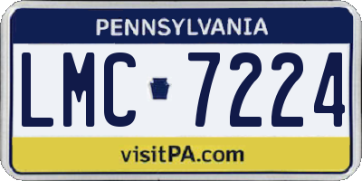 PA license plate LMC7224