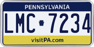 PA license plate LMC7234