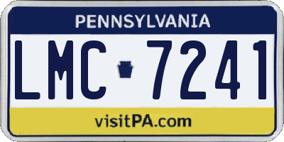 PA license plate LMC7241
