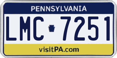 PA license plate LMC7251