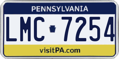 PA license plate LMC7254