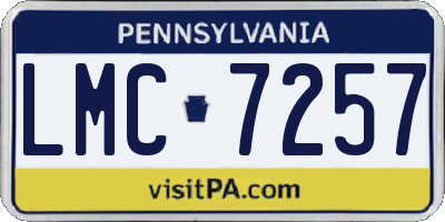 PA license plate LMC7257