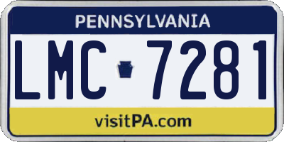 PA license plate LMC7281