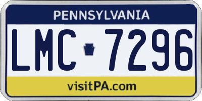PA license plate LMC7296