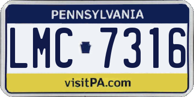 PA license plate LMC7316