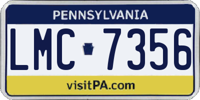 PA license plate LMC7356