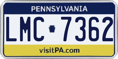 PA license plate LMC7362