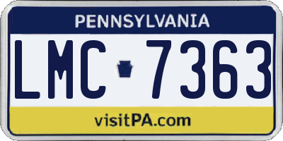 PA license plate LMC7363