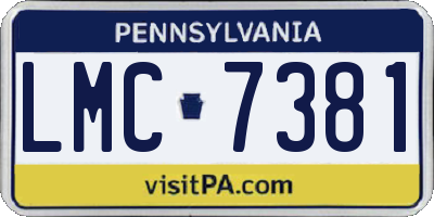PA license plate LMC7381